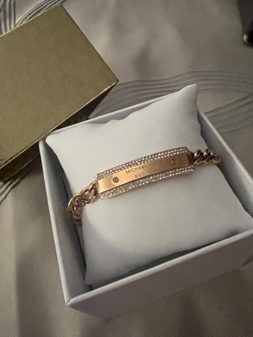 Michael Kors Rose Gold Chain Bracelet with Crystals